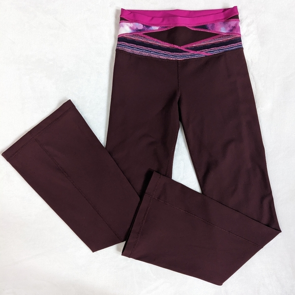 Lululemon Full Length Flare Burgundy Wide Waistband Groove Pant Y2K Leggings Sz6 - Picture 16 of 16